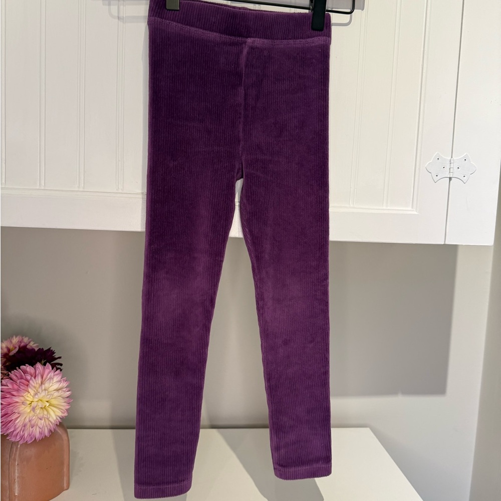 Crewcuts Rich Purple Velevet Ribbed Leggings